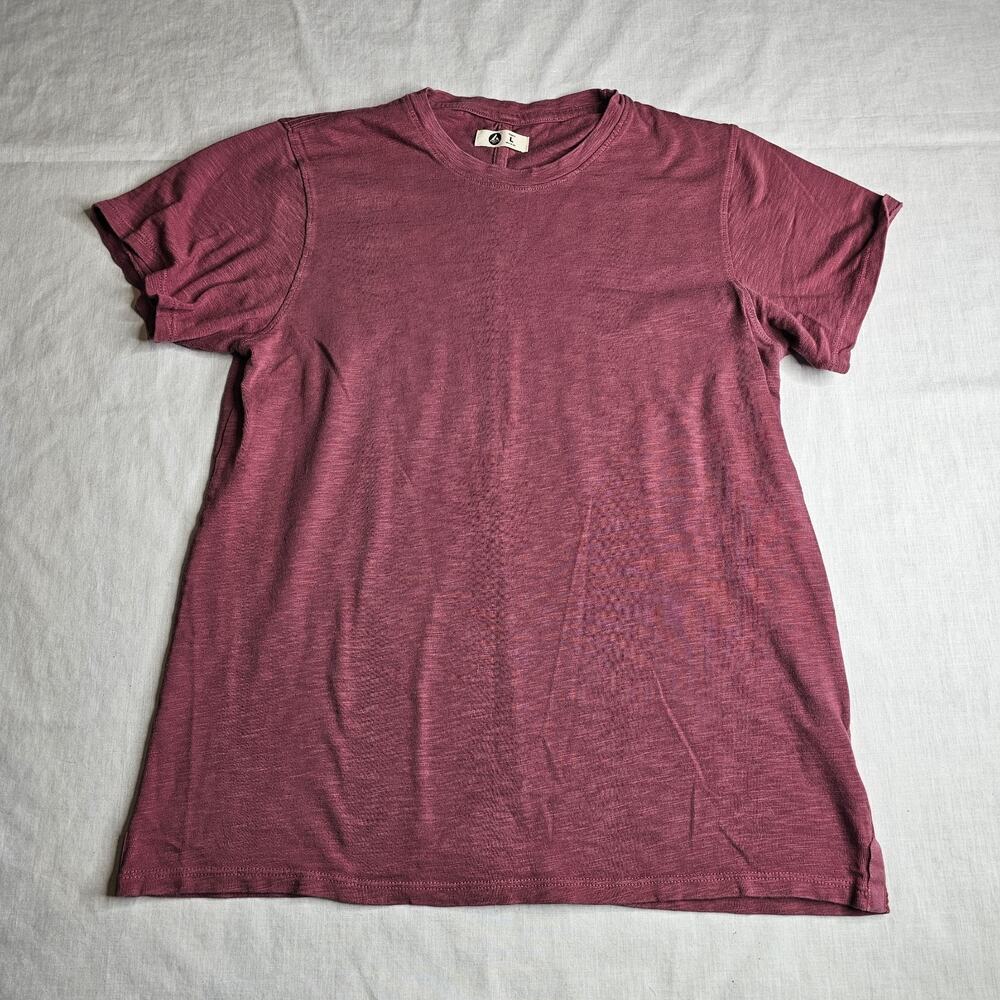 American Giant Supima Cotton T-Shirt Women L Maroon Short Sleeve Slub USA Fairy